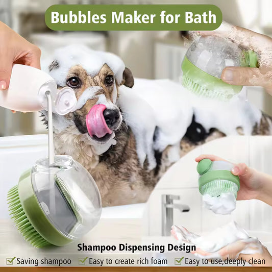 Dog Bath Brush with Soap Dispenser